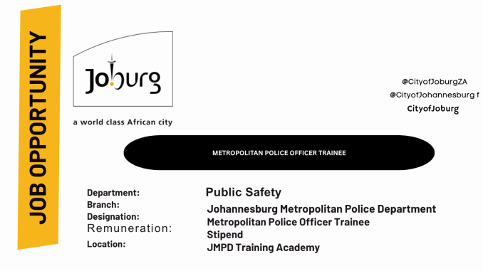 jmpd-metro-police-training-2025-intake-application-forms-jobs-vacancies Apply for JMPD Metro Police Training 2025 intake. Download application forms, check requirements & join Johannesburg's premier police force.